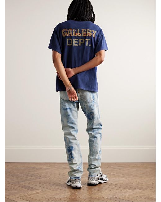 GALLERY DEPT. Blue Glittered Logo-print Cotton-jersey T-shirt for men