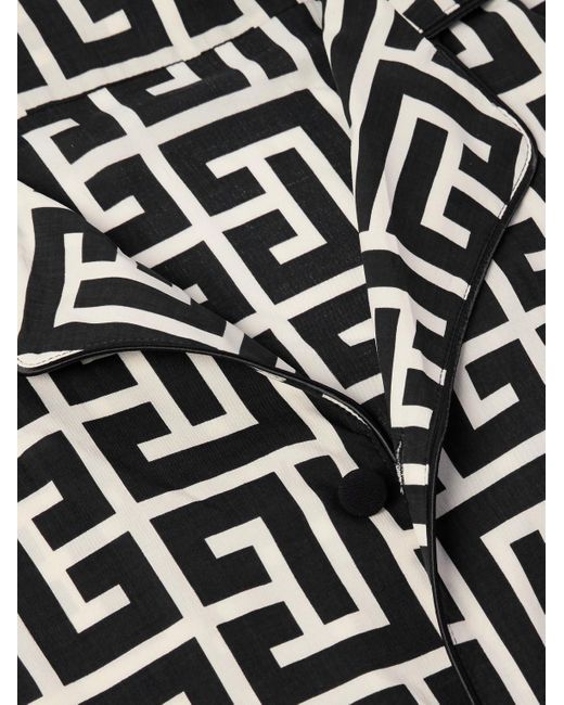 Camicia di seta con monogramma di Balmain in Black da Uomo
