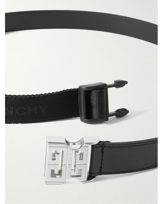 Givenchy Black 4g 4cm Leather And Canvas Belt for men