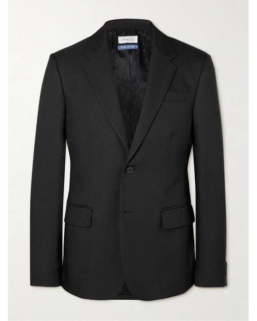Off-White c/o Virgil Abloh Black Slim-fit Printed Drill Suit Jacket for men
