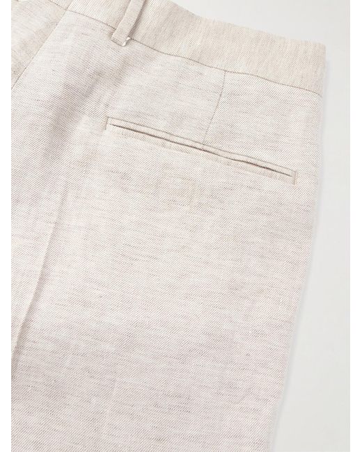 Brunello Cucinelli White Slim-fit Straight-leg Pleated Linen Suit Trousers for men