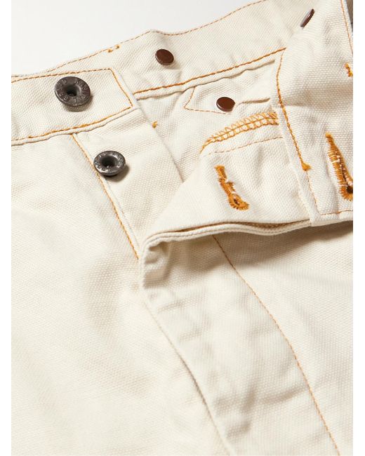 Kapital Natural Lumber Tapered Embroidered Cotton-canvas Cargo Trousers for men
