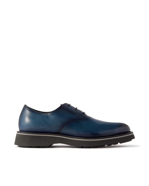 Berluti Blue Alessandro Venezia Leather Oxford Shoes for men