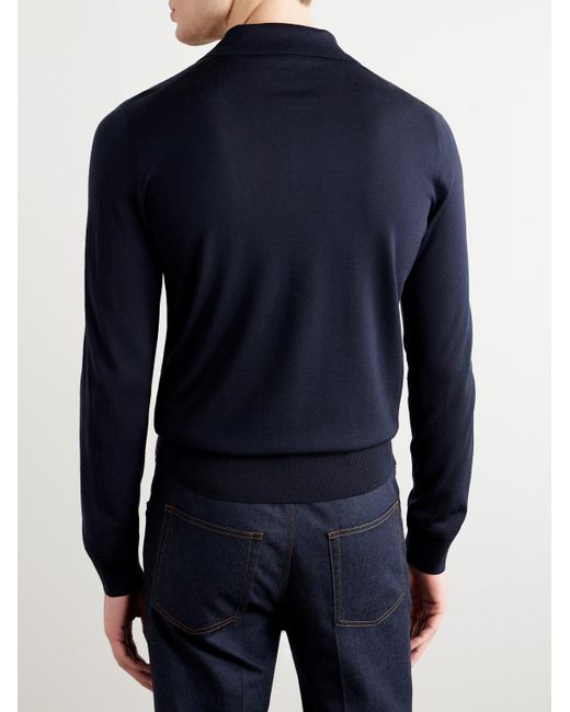Tom Ford Blue Slim-fit Wool Polo Shirt for men