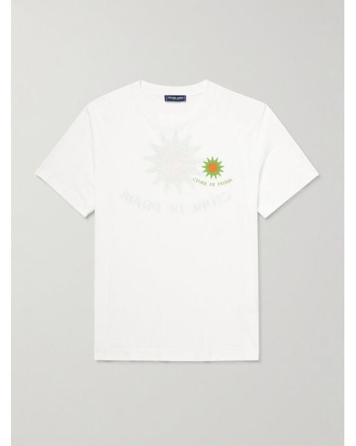 Frescobol Carioca Dinis Clube de Praia T-Shirt aus Jersey aus einer Baumwoll-Leinenmischung mit Print in White für Herren