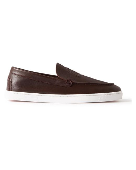 Christian Louboutin Brown Varsiboat Logo-embossed Leather Loafers for men