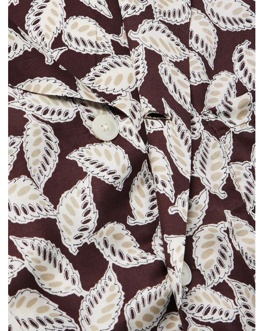 Paper Birch Camp-Collar Printed Satin Shirt di Bode in White da Uomo
