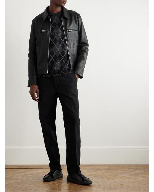 Givenchy Black Argyle Wool-Blend Sweater for men