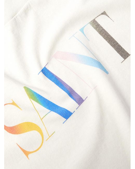 SAINT Mxxxxxx White Rainbow Logo-print Cotton-jersey T-shirt for men