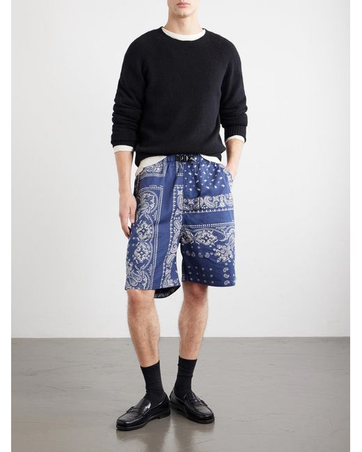 Kapital Blue Easy Straight-leg Belted Bandana-print Cotton Shorts for men