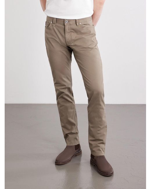 Brioni Natural Meribel Straight-Leg Cotton-Blend Trousers for men