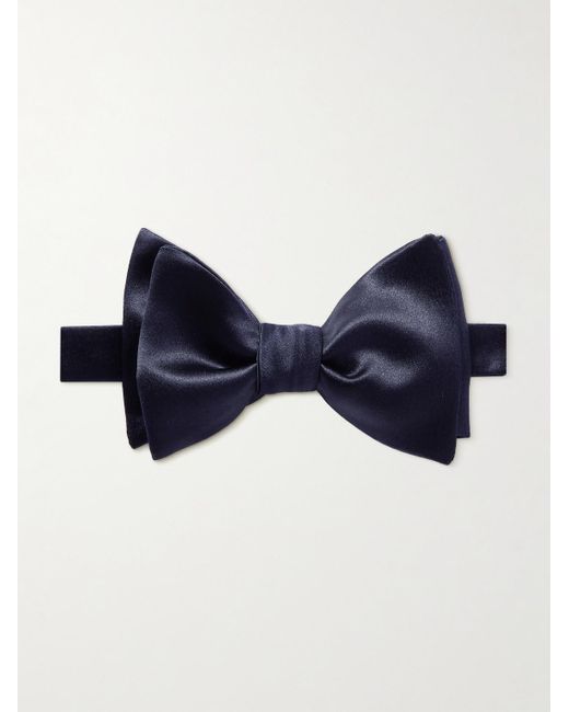 Brunello Cucinelli Blue Self-tie Duchesse Cotton And Silk-blend Satin Bow Tie for men