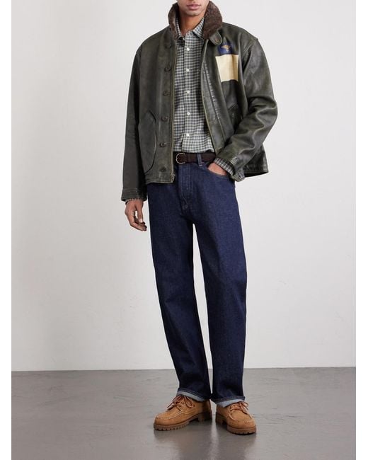 RRL Gray Leather Jacket for men