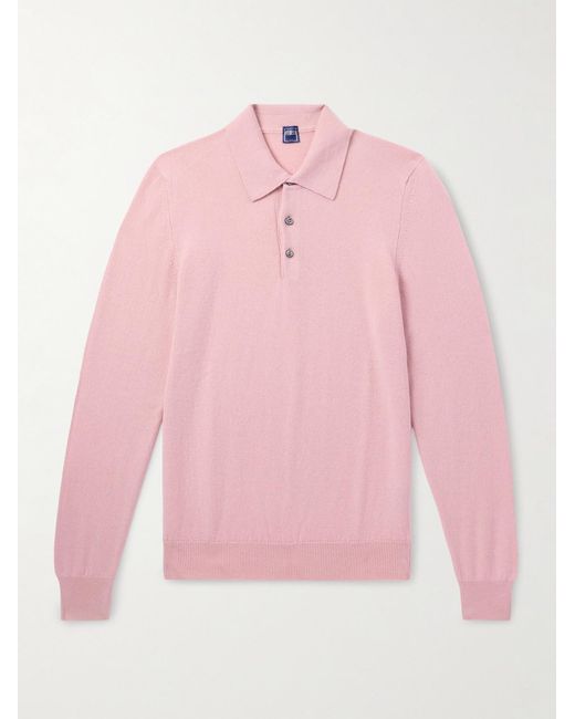 Fedeli Pink Sportsman Slim-Fit Cashmere Polo Shirt for men