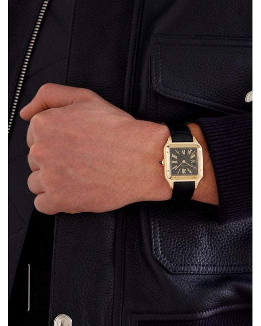 Cartier Blue Santos-Dumont Large 43.5Mm 18-Karat And Alligator Watch, Ref. No. Wgsa0115 for men