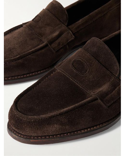 Drake's Brown Charles Suede Penny Loafers for men