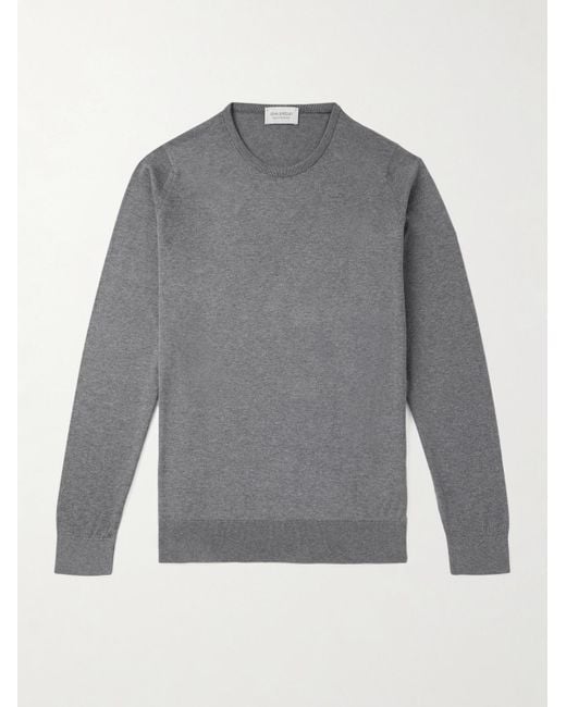 John Smedley Gray Hatfield Sea Island Cotton Sweater for men