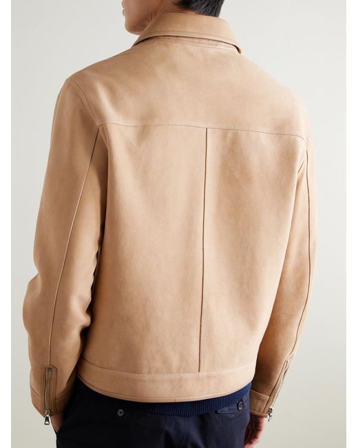 Mr P. Natural Panelled Leather-Trimmed Suede Jacket for men