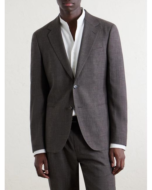 Mr P. Gray Wool, Silk And Linen-Blend Suit Jacket for men