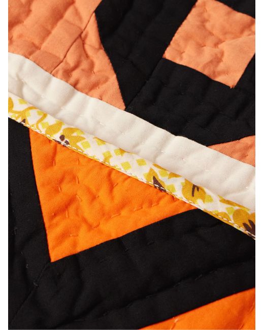 Bode Orange Letter Block Quilted Padded Printed Cotton Jacket for men