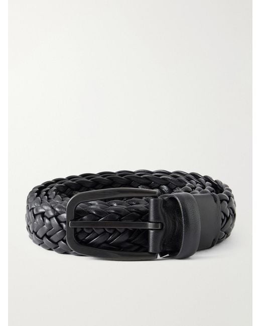 Zegna Black 3.2cm Braided Leather Belt for men