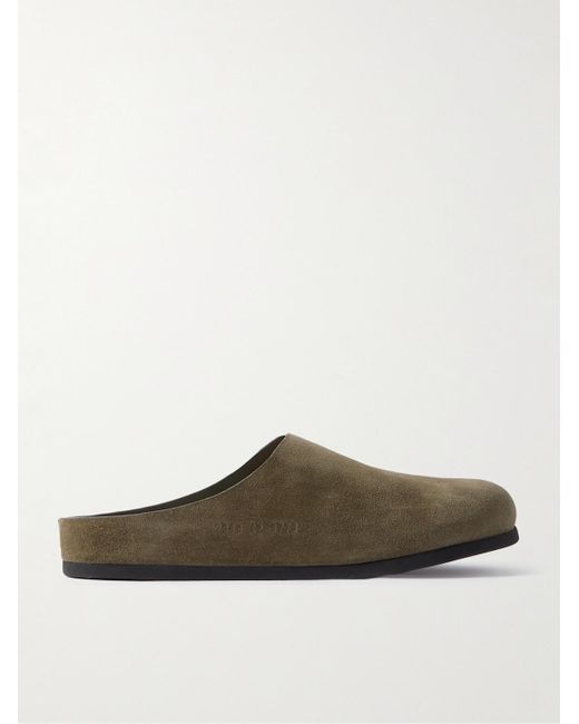 Common Projects Green Logo-debossed Suede Clogs for men