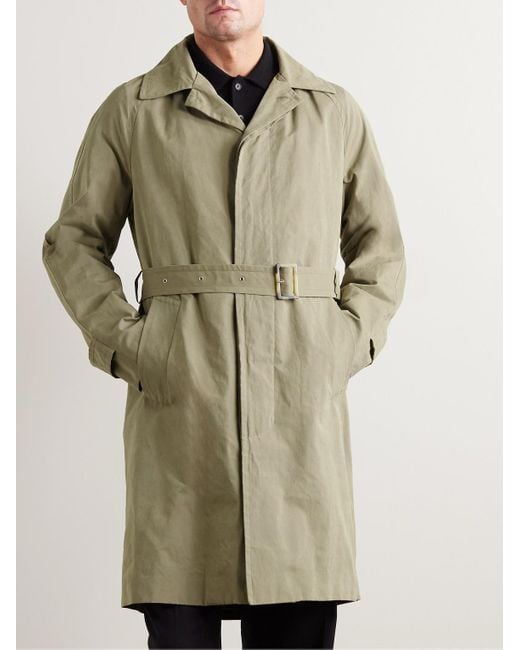 Valstar Green Belted Waxed-canvas Trench Coat for men