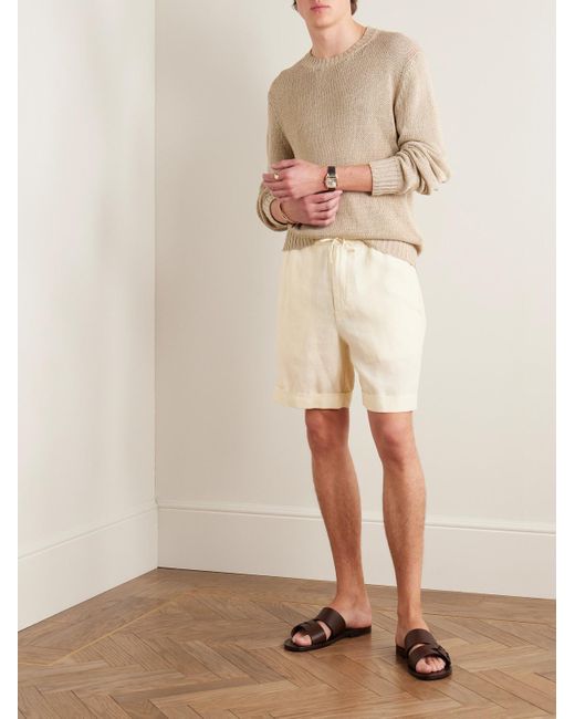 Canali Natural Straight-leg Linen Drawstring Shorts for men