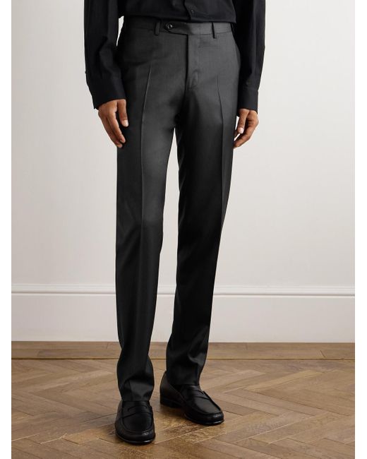 Canali Gray Slim-fit Straight-leg Super 150s Wool-twill Suit Trousers for men