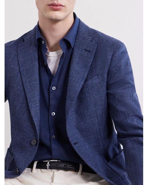 Slowear Blue Slim-Fit Cotton Blazer for men