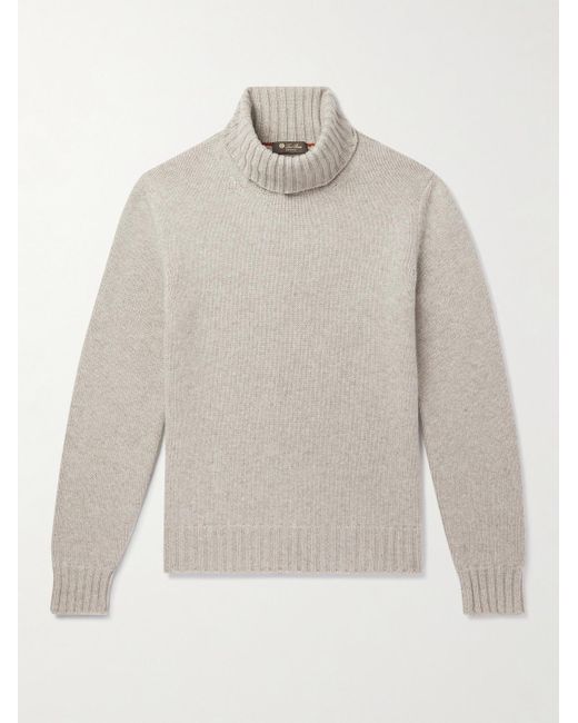 Loro Piana White Grafton Cashmere Rollneck Sweater for men