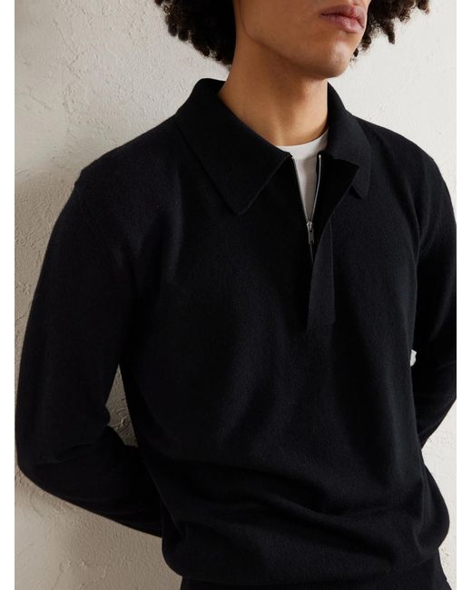 Jil Sander Blue Wool Polo Shirt for men