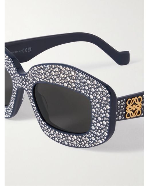 Loewe Blue D-frame Crystal-embellished Acetate Sunglasses for men