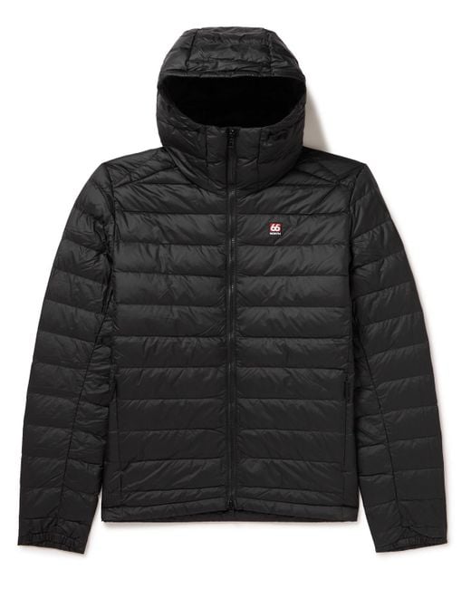 66 North Black Keilir Slim-fit Logo-appliquéd Quilted Shell Hooded Down Jacket for men