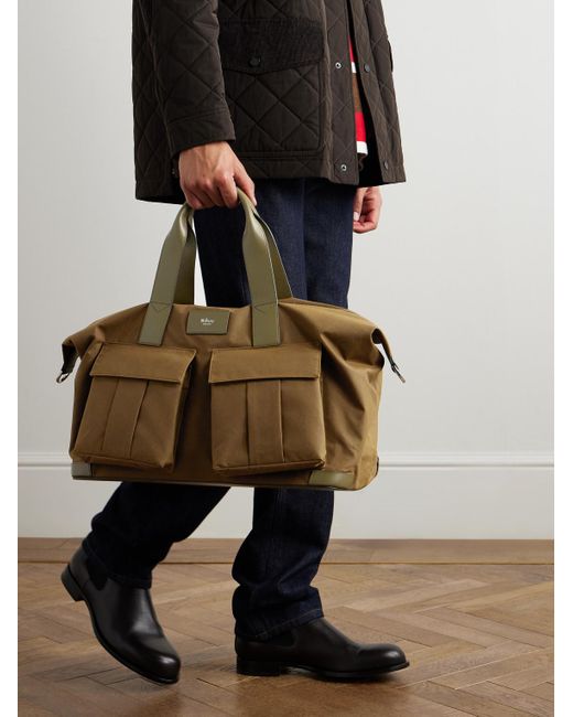 Mulberry Natural Leather-trimmed Waxed-cotton Weekend Bag for men