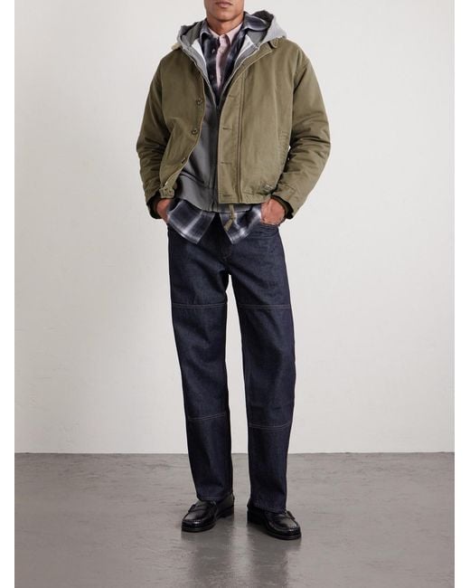 Neighborhood Green N-1 Fleece-trimmed Logo-print Padded Cotton Jacket for men