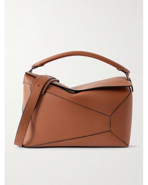 Loewe Brown Puzzle Edge Large Logo-debossed Leather Messenger Bag for men