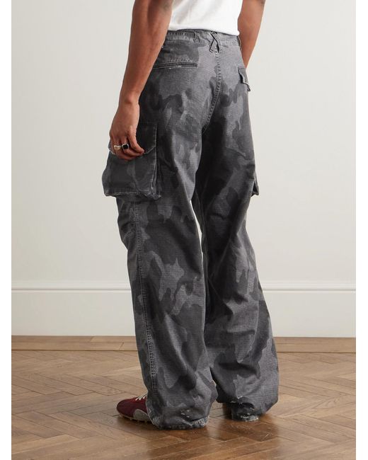 424 Gray Straight-Leg Camouflage-Print Cotton-Ripstop Trousers for men