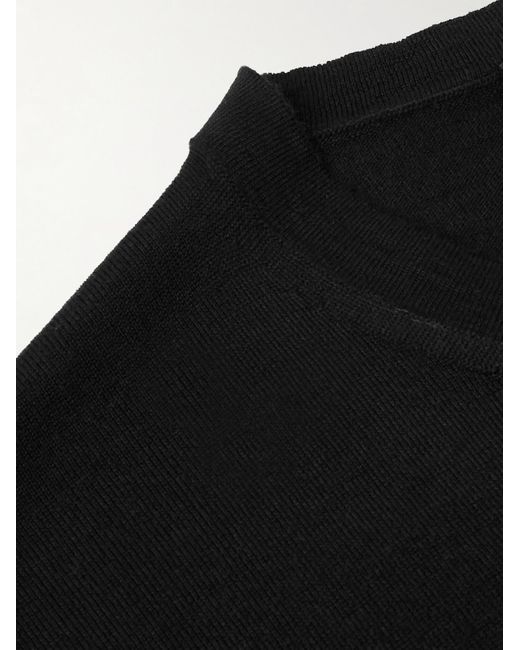 Saman Amel Black Slim-Fit Wool T-Shirt for men