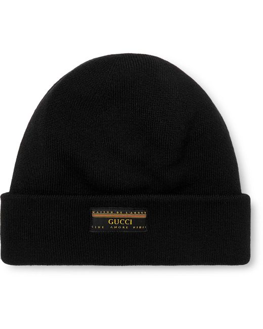 Gucci Black Wool Hat With Label for men