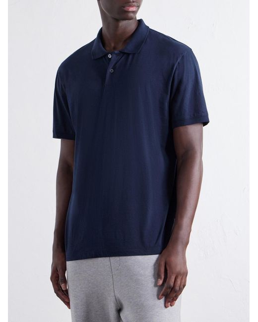 James Perse Blue Cotton-Jersey Polo Shirt for men
