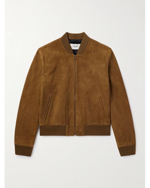 Céline Brown Suede Bomber Jacket for men