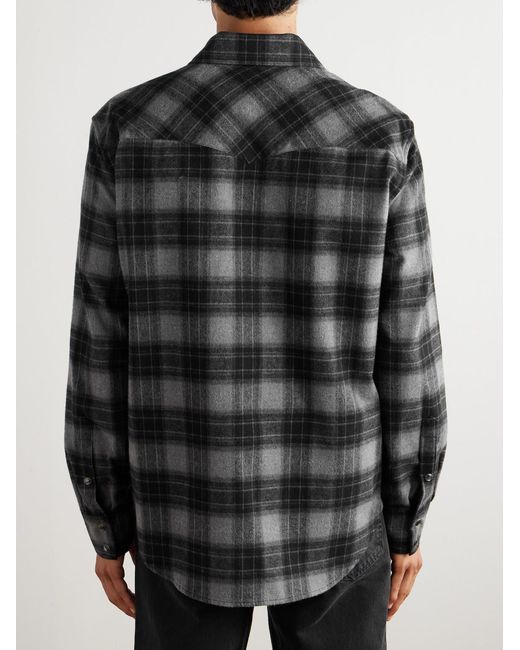 Nili Lotan Gray Travis Checked Cotton-Flannel Shirt for men