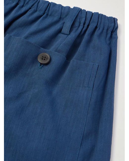 Dries Van Noten Gerade geschnittene Hose aus einer Leinenmischung in Blue für Herren
