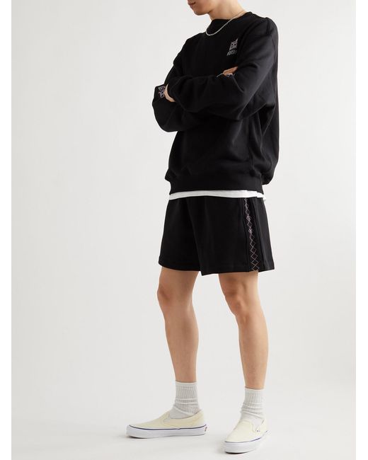 Adish Black Wide-leg Logo-embroidered Cotton-jersey Drawstring Shorts for men