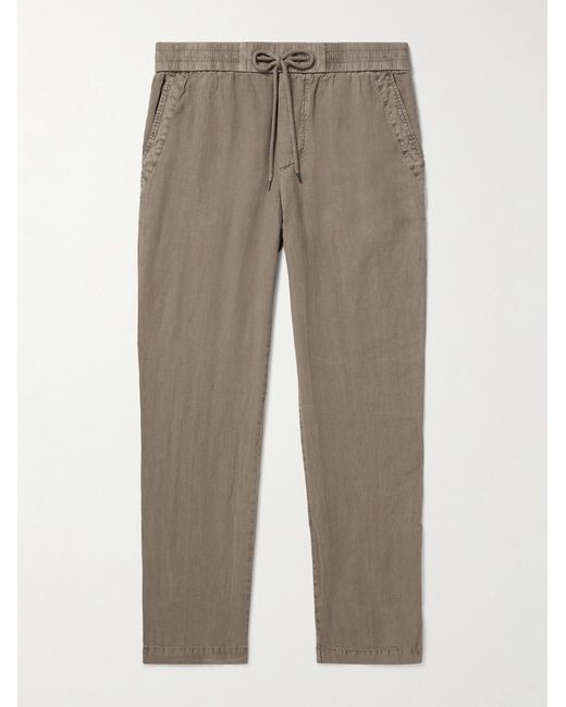 James Perse Natural Straight-leg Garment-dyed Linen Drawstring Trousers for men
