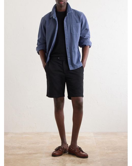 Mr P. Blue Straight-Leg Cotton And Linen-Blend Bermuda Shorts for men