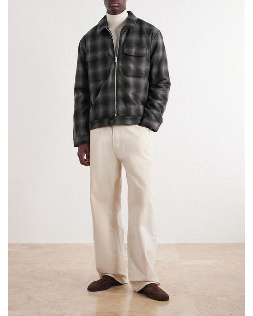 Mr P. Black Checked Virgin Wool Zip-up Jacket for men