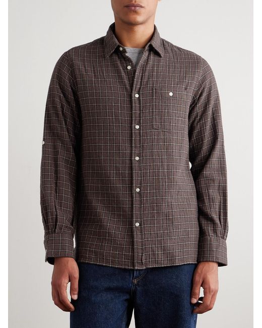 Officine Generale Brown Younes Checked Cotton-flannel Shirt for men