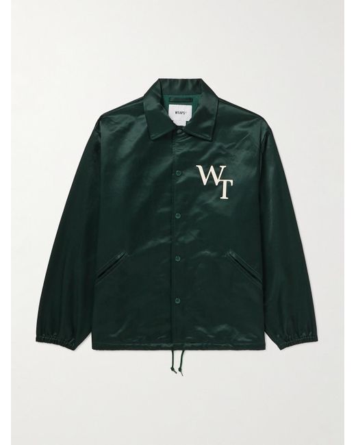 (w)taps Coachjacke aus Satin aus einer Baumwollmischung mit Logoapplikation in Green für Herren